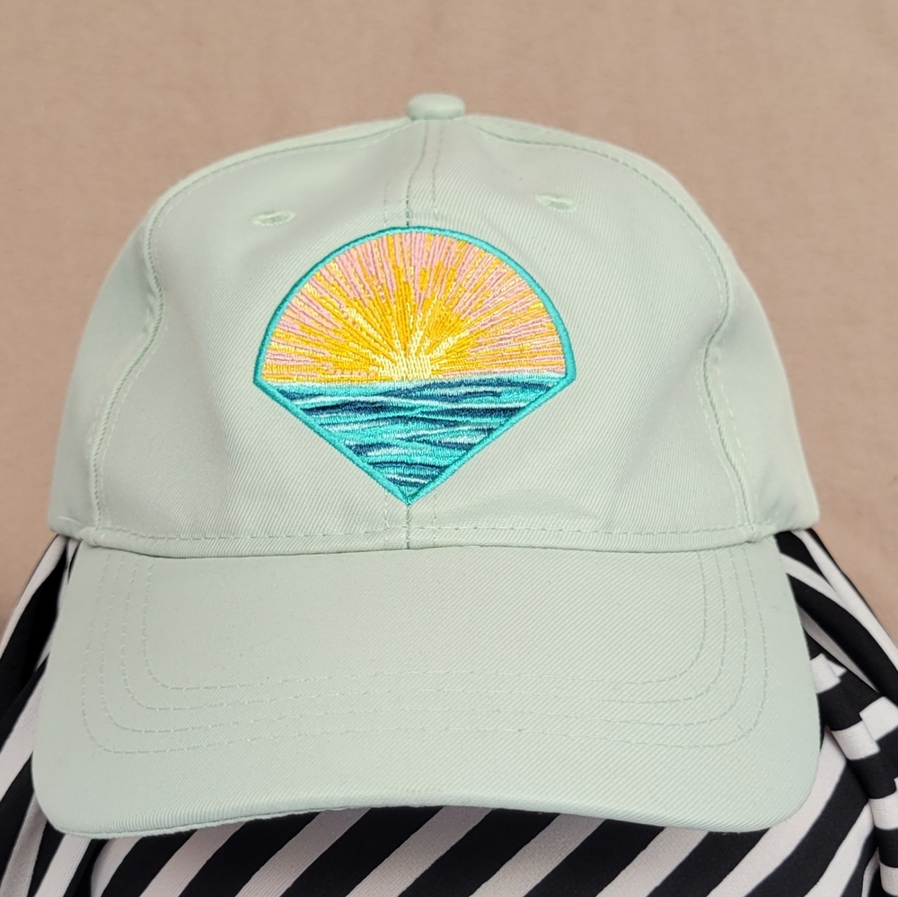 REDMOND Mint Green Cap Sunrise Embroidery Unisex Adjustable Hat RN#75343